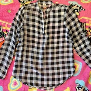 ▪️Women’s Black and White Checkered Sheer Blouse, size Small